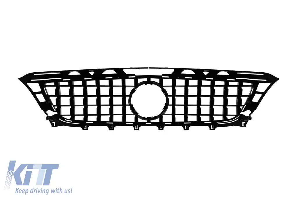 Set grilă crom/negru tip GT și grilă centrală potrivită pentru Mercedes CLS C218 2011-2014 echipat cu bara de protecție standard