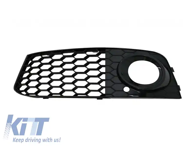 Set grilă tip RS4 în jurul farurilor de ceață potrivit pentru Audi A4 B8 sedan, break 2007-2011, lac negru-image-6145463