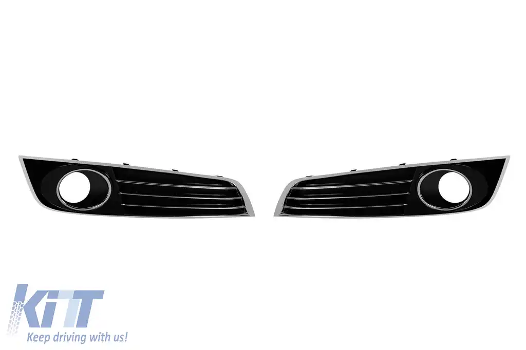 Set grilaj cu capacete ACC pentru lumini de zi pentru bara frontală W12 potrivită pentru Audi A8 2009-2017 cu garnitură cromată-image-6162843