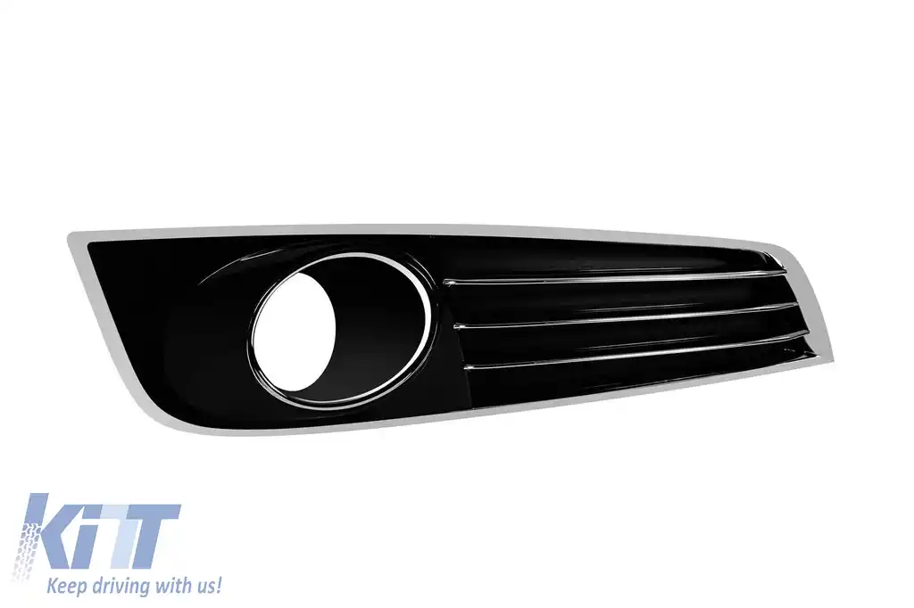 Set grilaj cu capacete ACC pentru lumini de zi pentru bara frontală W12 potrivită pentru Audi A8 2009-2017 cu garnitură cromată-image-6162845