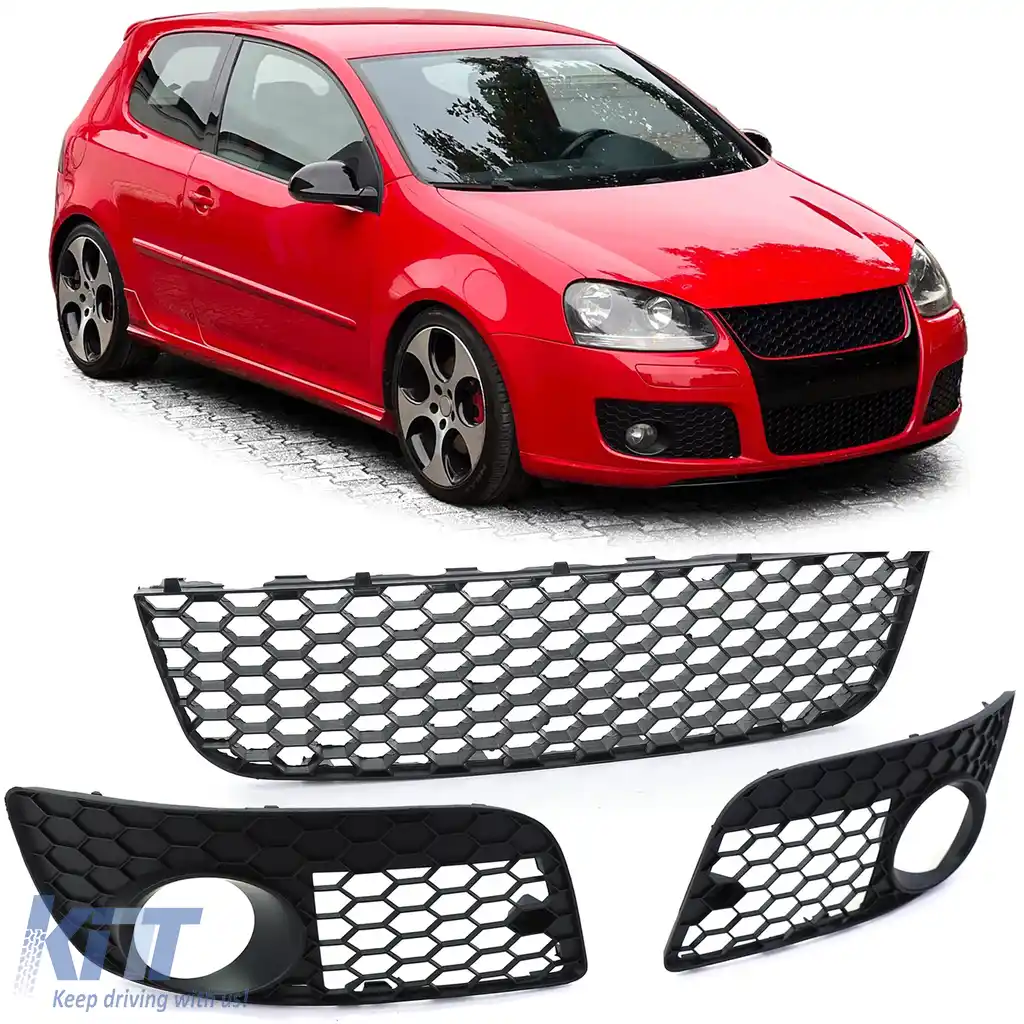 Set grilaj cu plasă tip fagure pentru bara de protecție VW Golf 5 GTI 04-09