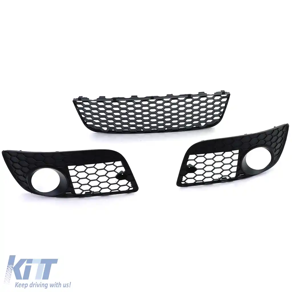 Set grilaj cu plasă tip fagure pentru bara de protecție VW Golf 5 GTI 04-09-image-6257628