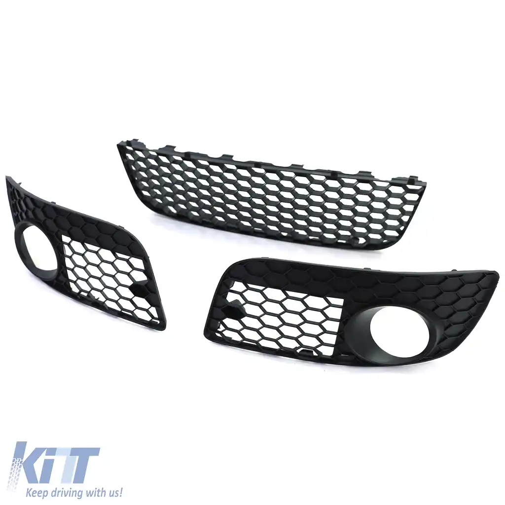 Set grilaj cu plasă tip fagure pentru bara de protecție VW Golf 5 GTI 04-09-image-6257629
