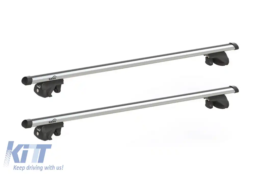 Set Hakr bare din aluminiu Rods Alu cu prinderi 0013 potrivit pentru vehicule cu șine de acoperiș înalte