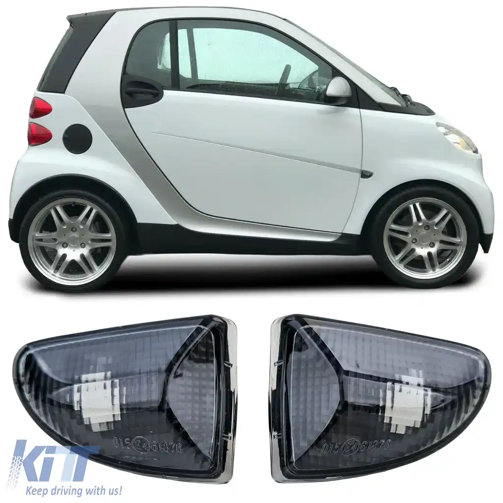 Set indicator lateral fum negru potrivit pentru Smart ForTwo Cabrio Coupe 451 2007-2015