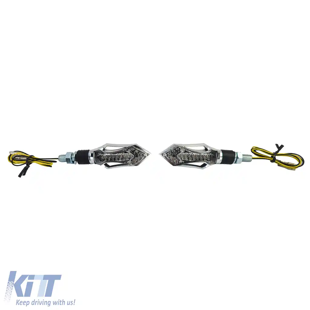 Set indicator LED universal pentru motocicletă crom HATCH cu marcaj E