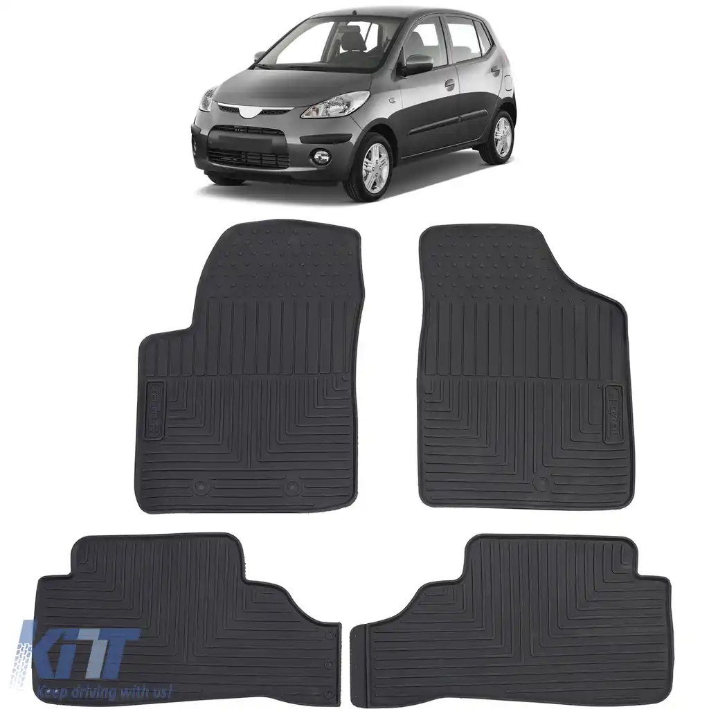Set Premium de Covorașe de Cauciuc pentru Podea Negru pentru Hyundai i10 PA 07-13