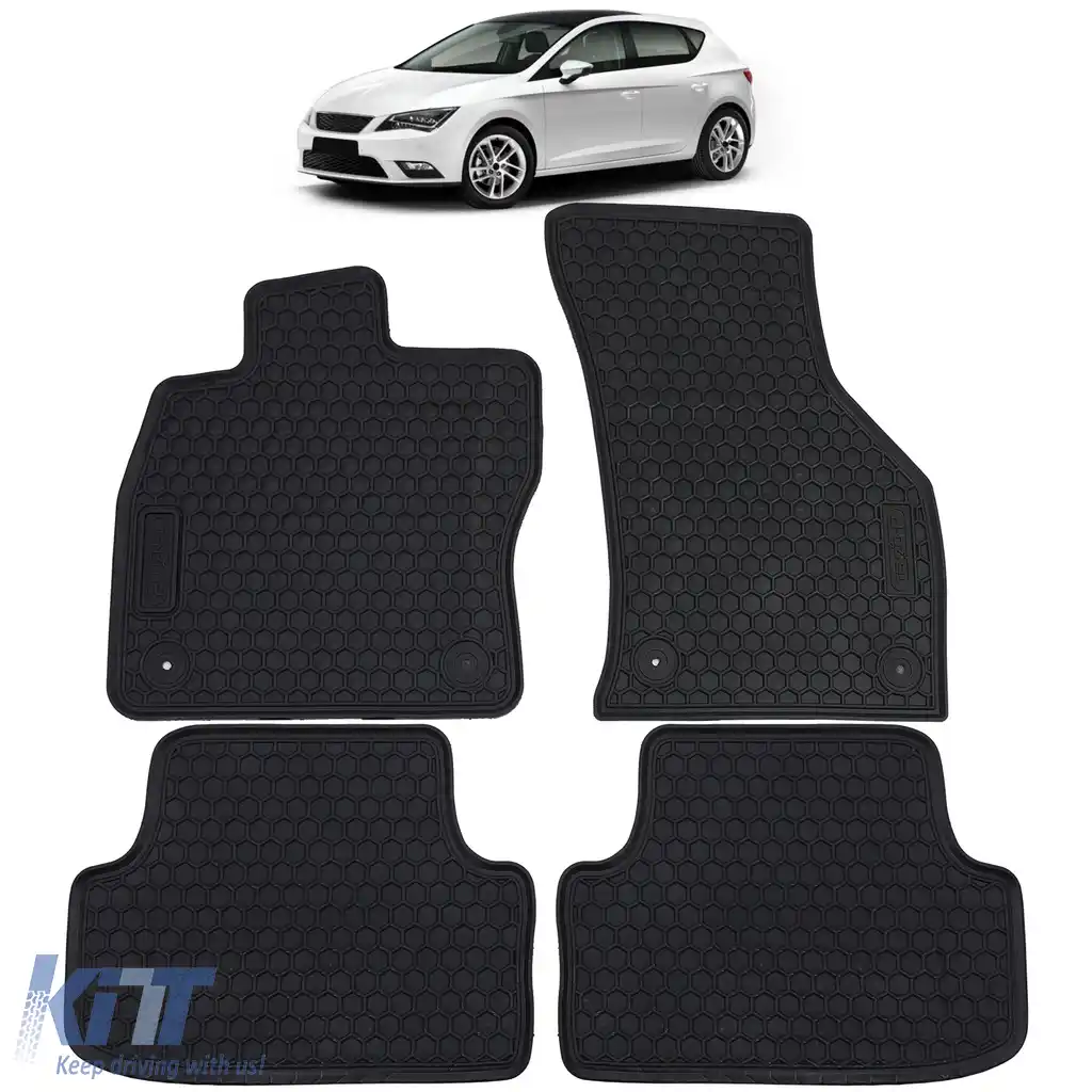 Set Premium de Covorașe de Cauciuc pentru Mașină Negru pentru Leon + Golf 7 + Audi A3 8V din 12