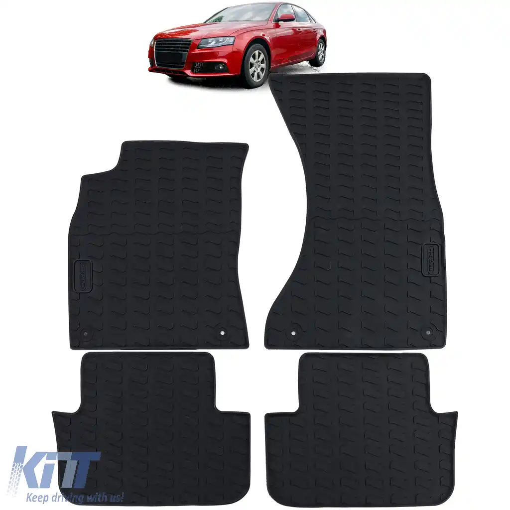 Set Premium de Covorașe din Cauciuc Negru pentru Audi A4 B8 Sedan Avant 8K 07-15