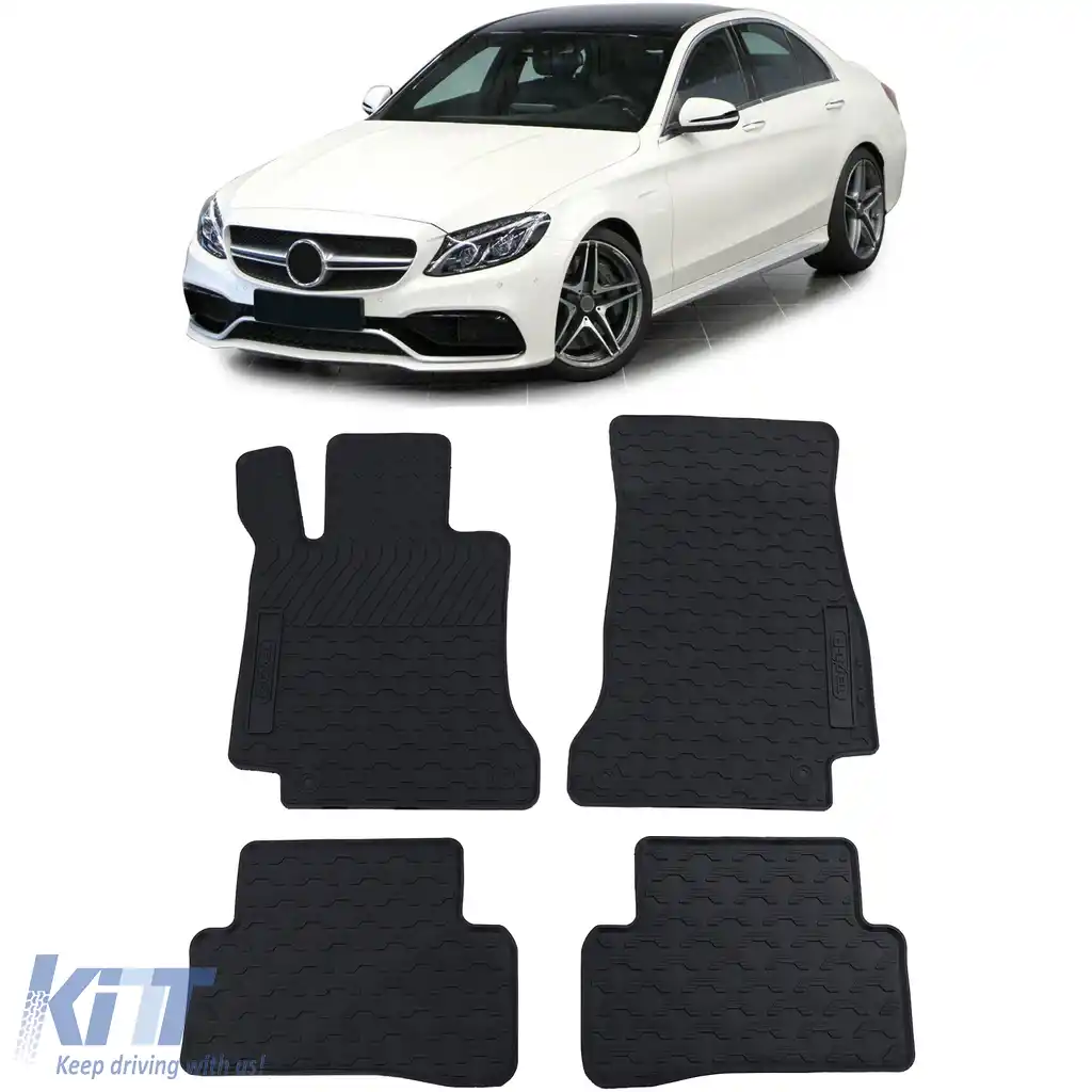 Set Premium de Covorașe din Cauciuc Negru pentru Mercedes C-Class W205 S205 14-22