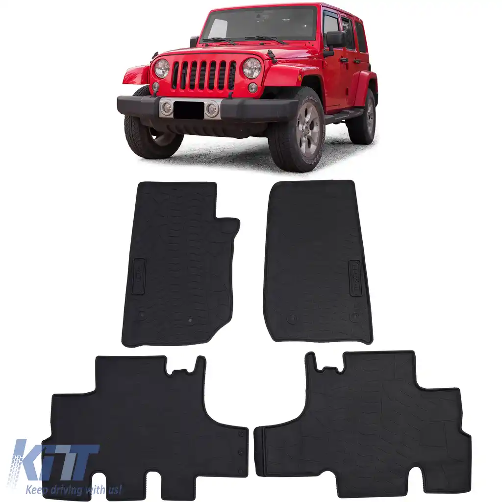 Set Premium de Covorașe din Cauciuc Negru pentru Jeep Wrangler JK 07-19