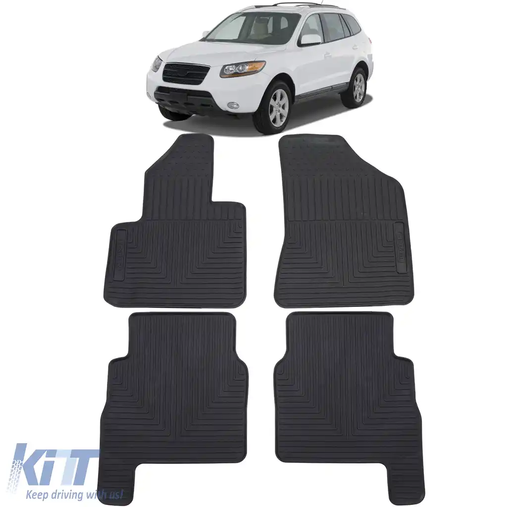 Set Premium de Covorașe din Cauciuc pentru Podea Negru pentru Hyundai Santa Fe CM 06-12