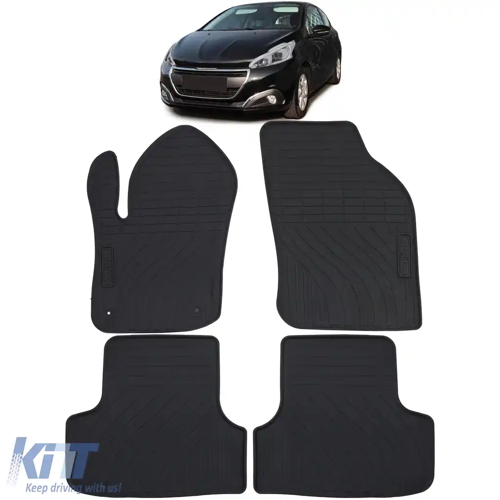 Set Premium de Covorașe din Cauciuc pentru Podea Negru pentru Peugeot 208 12-19