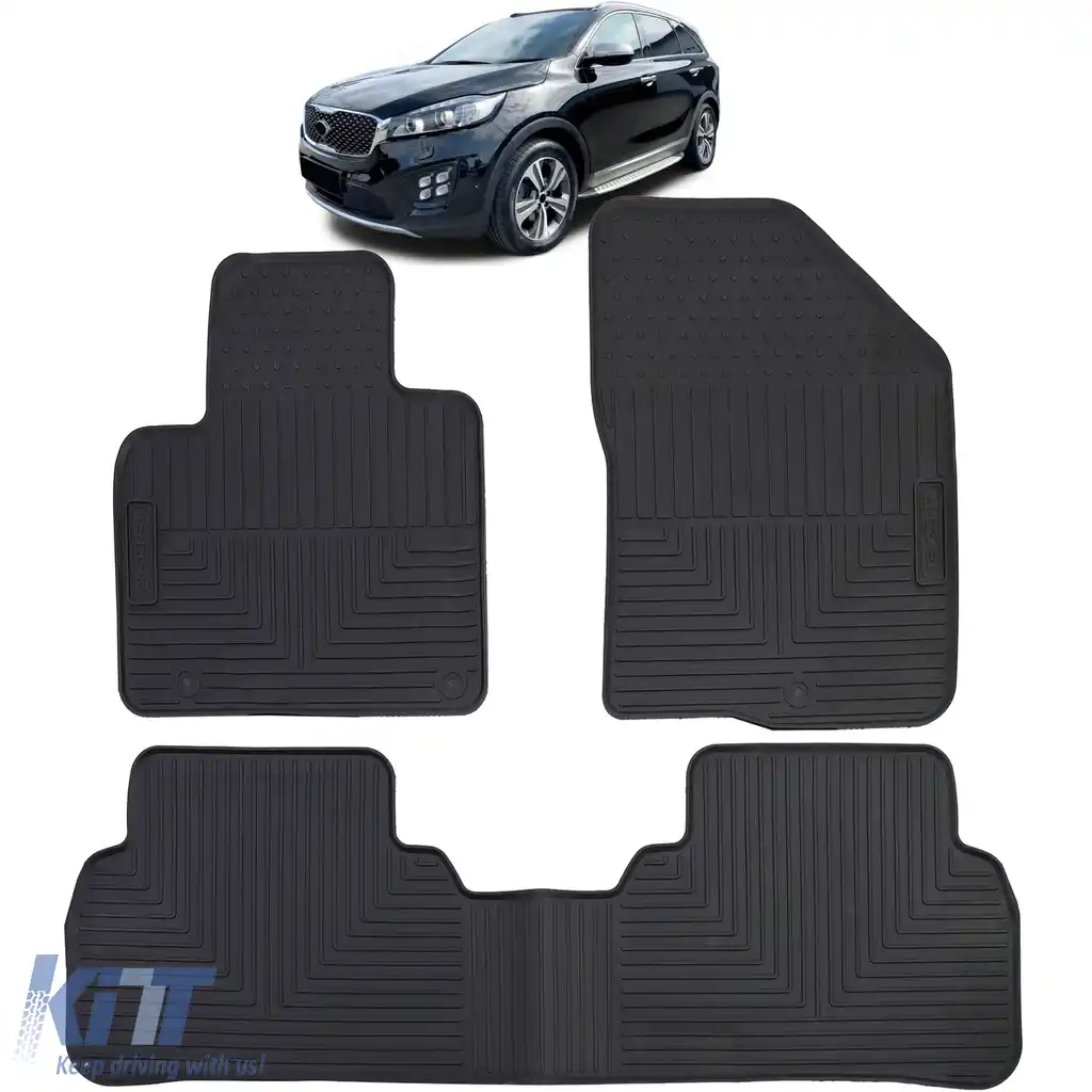 Set Premium de Covorașe din Cauciuc pentru Podea Negru pentru Kia Sorento 3 15-20