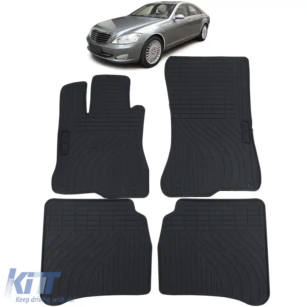 Set Premium de Covorașe din Cauciuc pentru Podea Negru pentru Mercedes S-Class W221 05-13