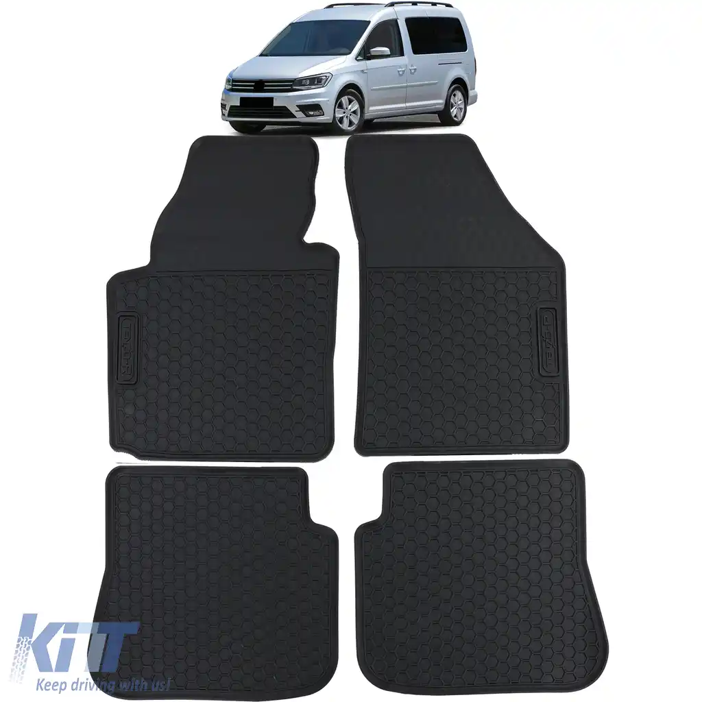 Set Premium de Covorașe din Cauciuc pentru Podea Negru pentru VW Caddy IV 15-20