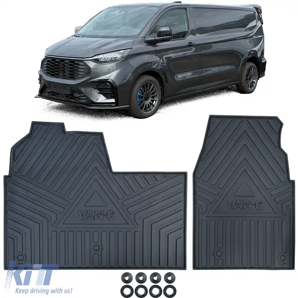 Set Premium de Covorașe din Cauciuc pentru Podea Negru pentru Ford Tourneo Transit Custom din 2023