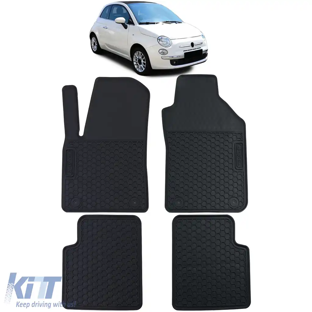 Set Premium de Covorase din Cauciuc Negru pentru Fiat 500 500C 2007-2022
