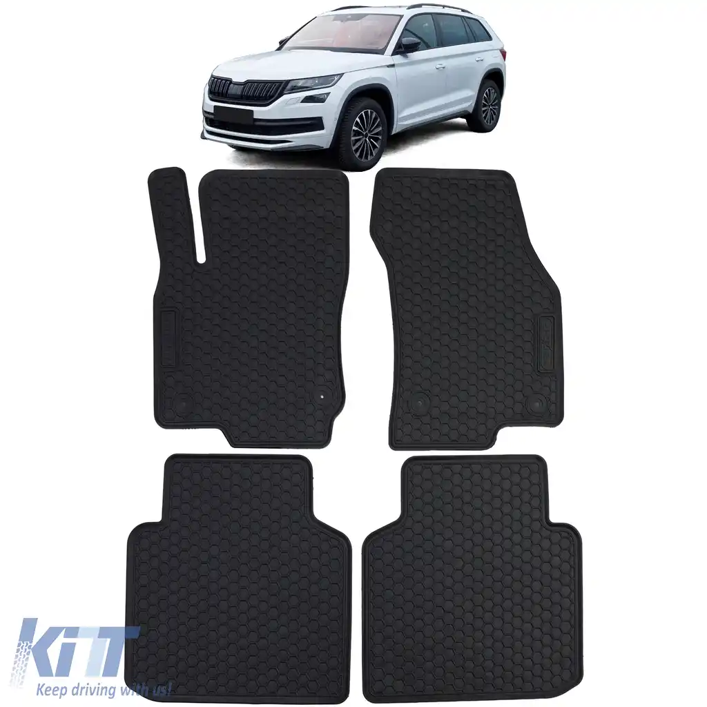 Set Premium de Covorase din Cauciuc Negru pentru Skoda Kodiaq 2017-2023