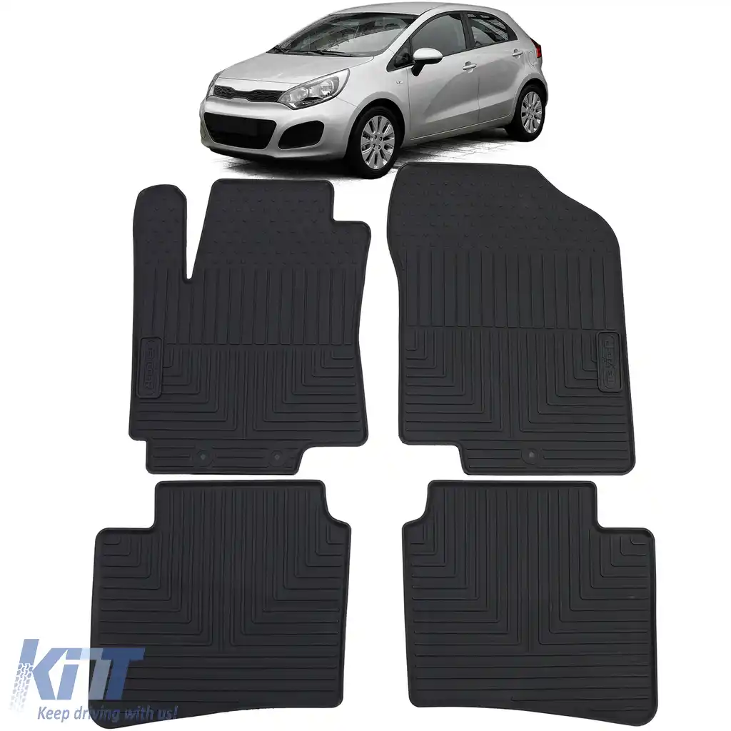 Set Premium de Covorase din Cauciuc Negru pentru Kia Rio UB 11-16