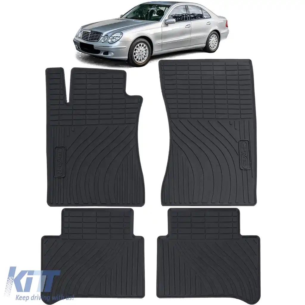 Set Premium de Covorase din Cauciuc Negru pentru Mercedes E-Class W211 S211 02-09