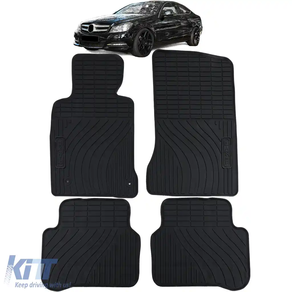 Set Premium de Covorase din Cauciuc Negru pentru Mercedes C-Class W204 S204 11-14