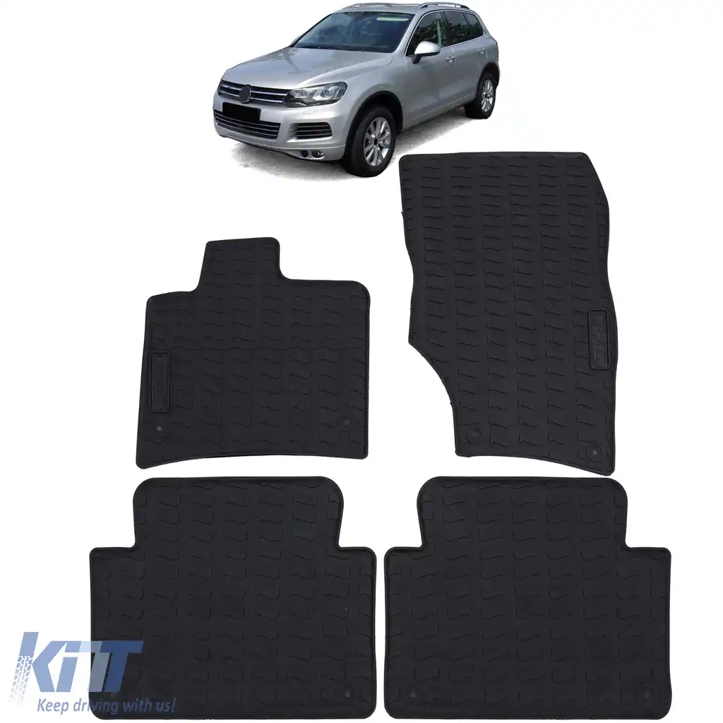 Set Premium de Covorase din Cauciuc Negru pentru VW Touareg II Tip 7P 2010-2018