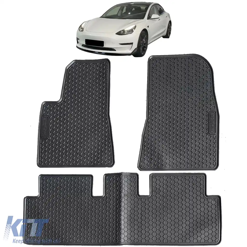 Set Premium de Covorase din Cauciuc Negru pentru Tesla Model 3 17-23