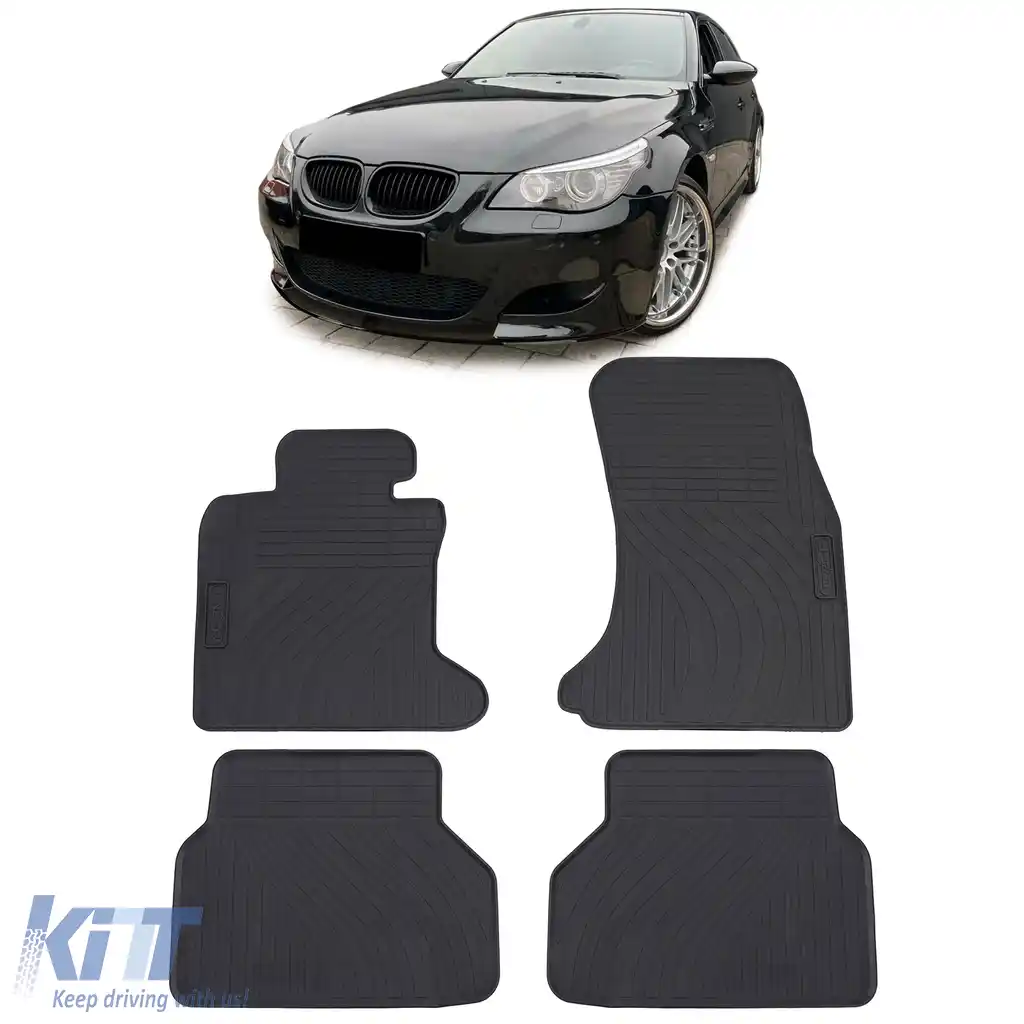 Set Premium de Covorase din Cauciuc pentru Podea Negru, Potrivit pentru BMW Seria 5 E60 E61 03-10