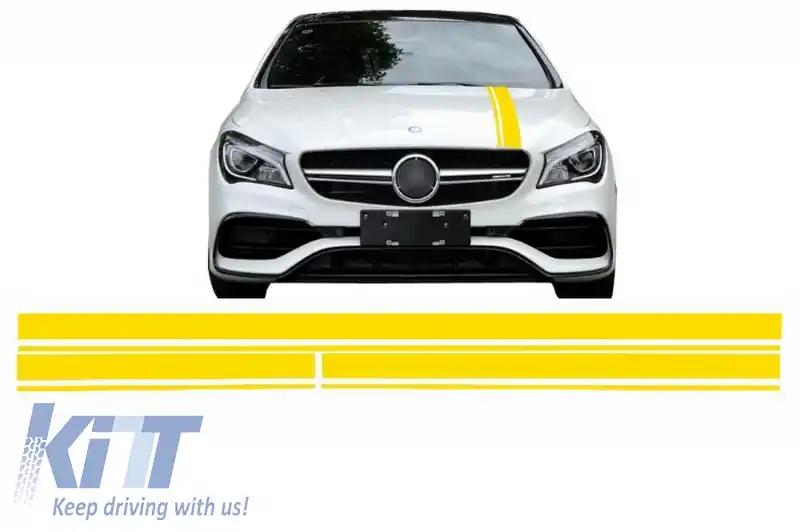 Set Stickere Galben Mat compatibil cu MERCEDES CLA W117 C117 X117 (2013-2016) A Class W176 (2012-2018)
