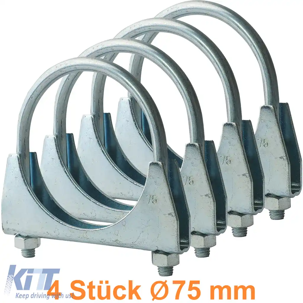 Set universal de 4 cleme de evacuare cu U-bolt de 75mm