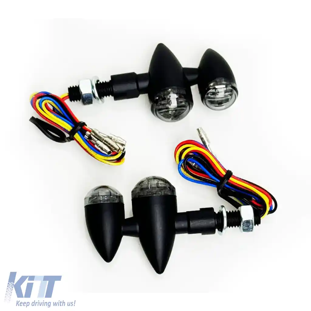 Set universal de indicator LED pentru motocicletă + stop BULLET SMOKE cu marcaj E