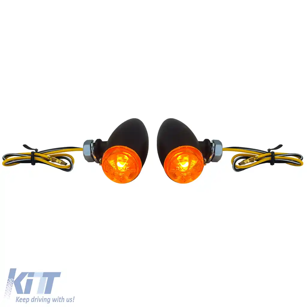 Set universal de indicatori halogen pentru motocicletă BULLET Negru Galben cu E-Mark