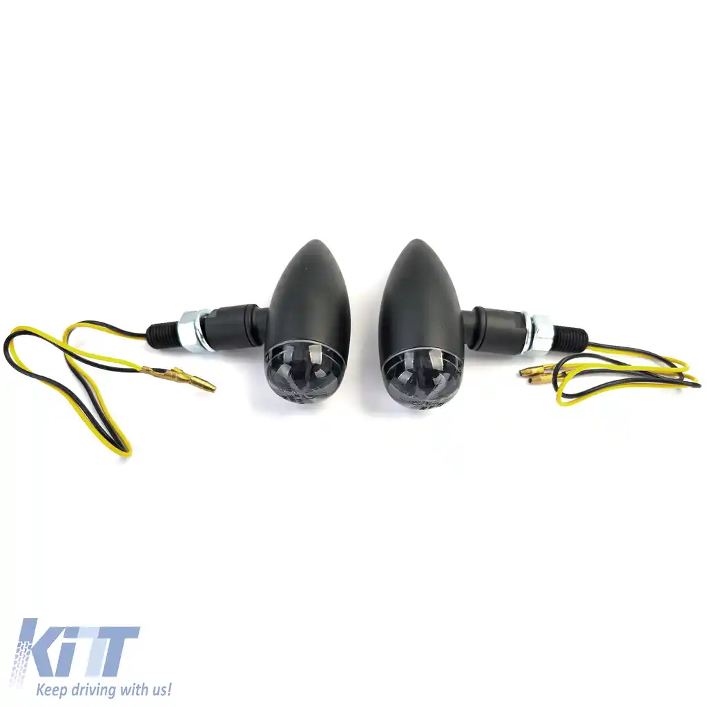 Set universal de semnalizatoare LED pentru motocicletă fumuriu Thunderbolt cu marcaj E