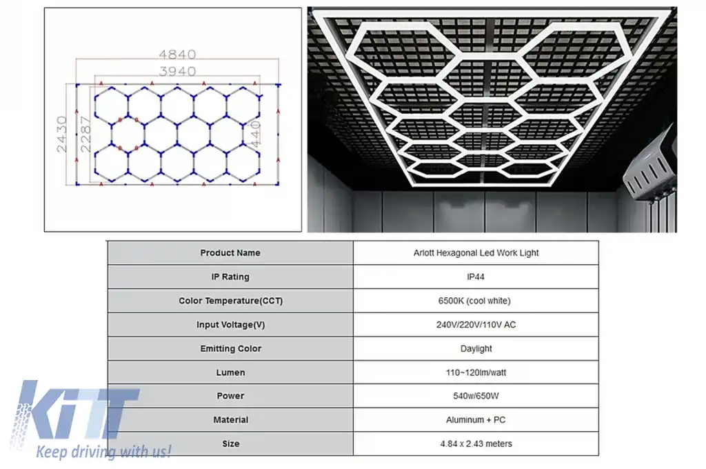 Sistem de Iluminare Plafon Hexagon / HoneyComb 3,94 x 2,29 m Lumina Ajustabila-image-6114066