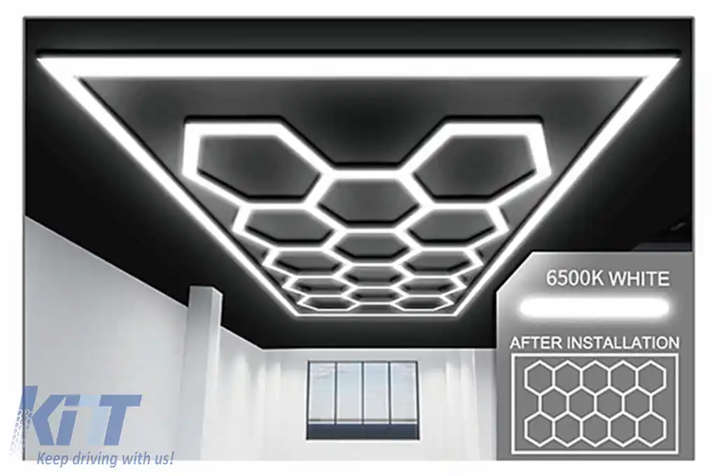 Sistem de Iluminare Plafon Hexagon / HoneyComb 3,94 x 2,29 m Lumina Ajustabila-image-6114067
