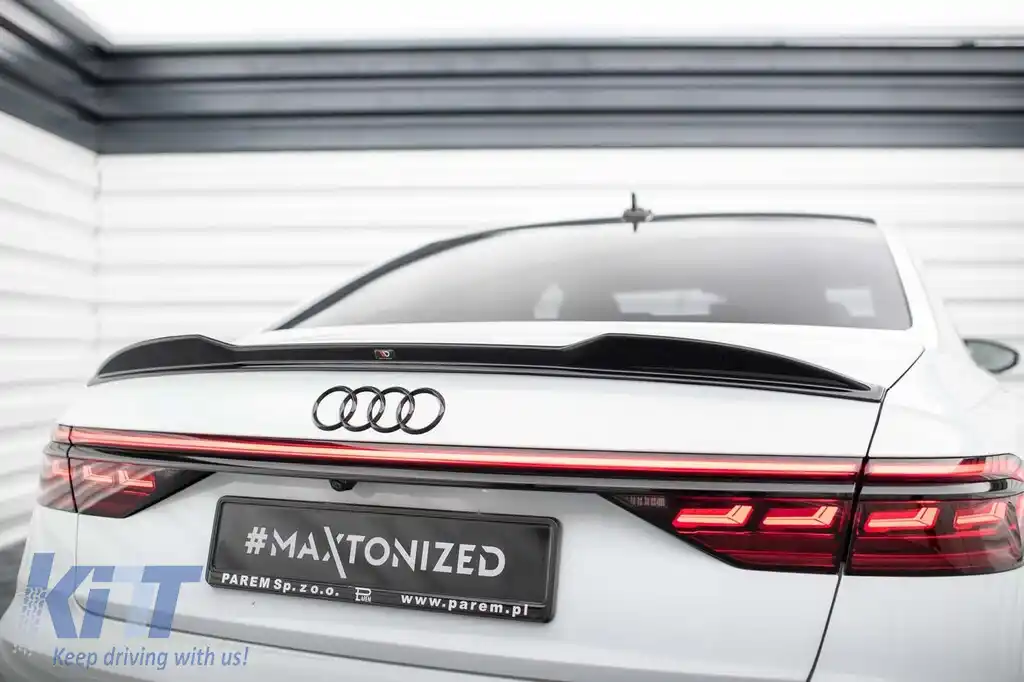 Spoiler 3D Maxton Design potrivit pentru portbagajul Audi A8, A8 S-Line, S8 D5 2017-2021, lac negru-image-6235744