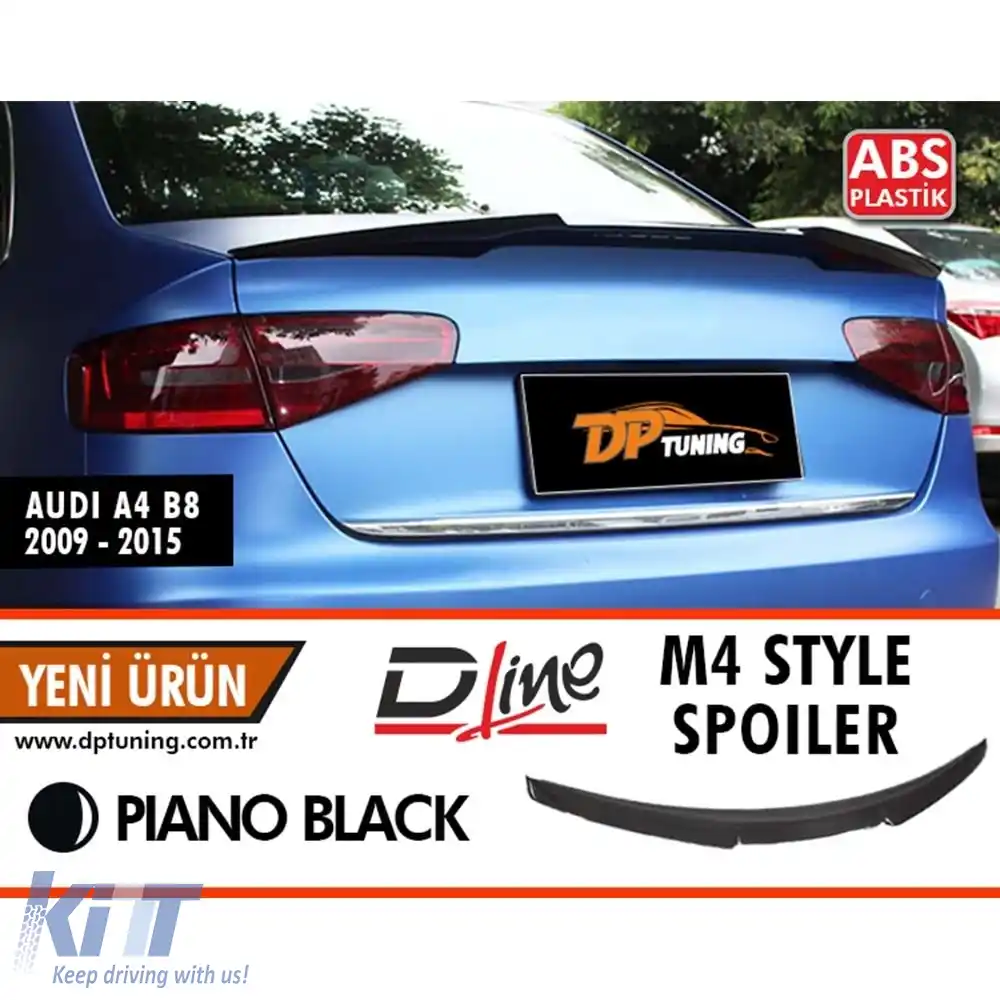 image-37-Spoiler A4 B8 Stil M4 Negru Pian ABS / 2009-2015