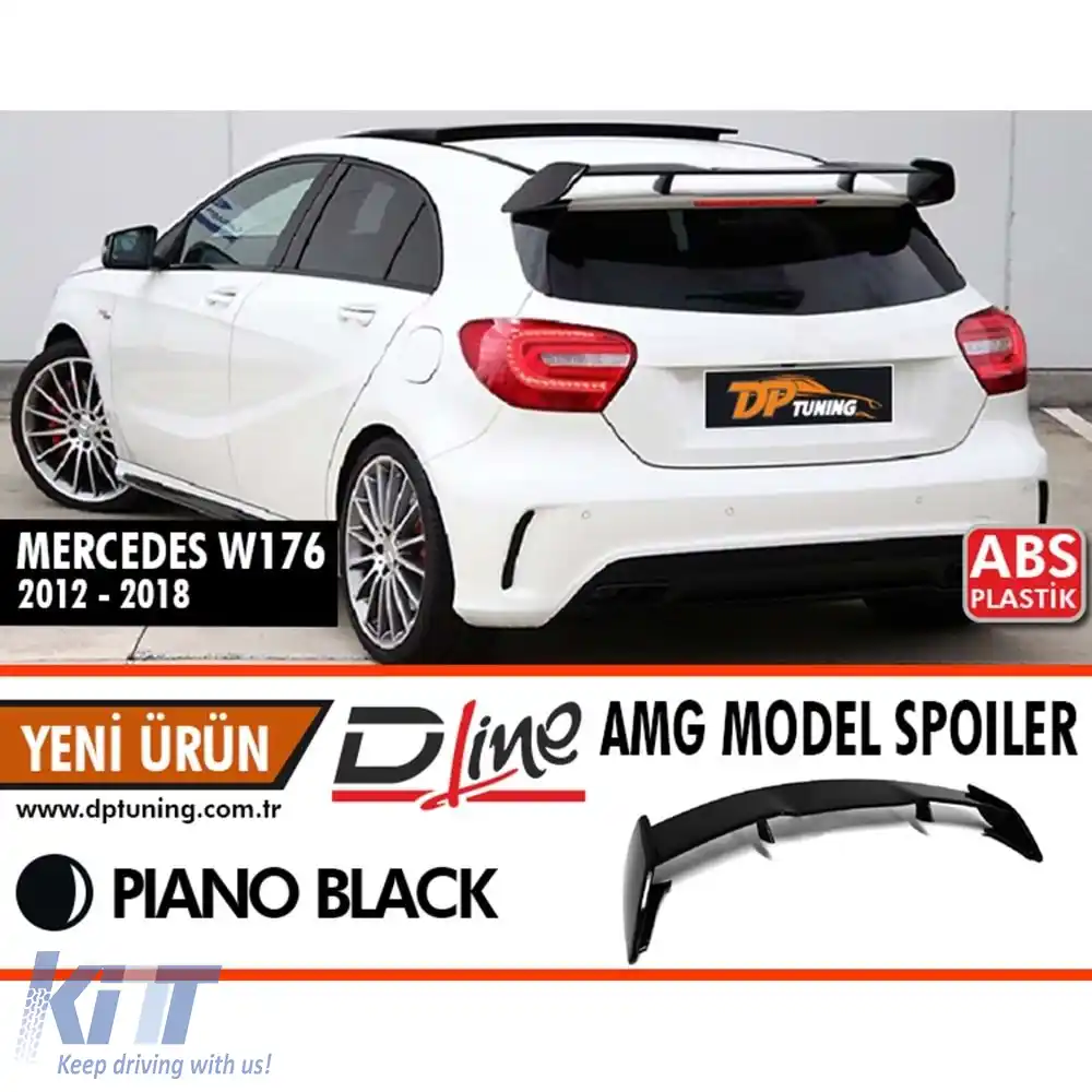 image-48-Spoiler Acoperiș Stil Design W176 A Negru Pian ABS / 2012-2018