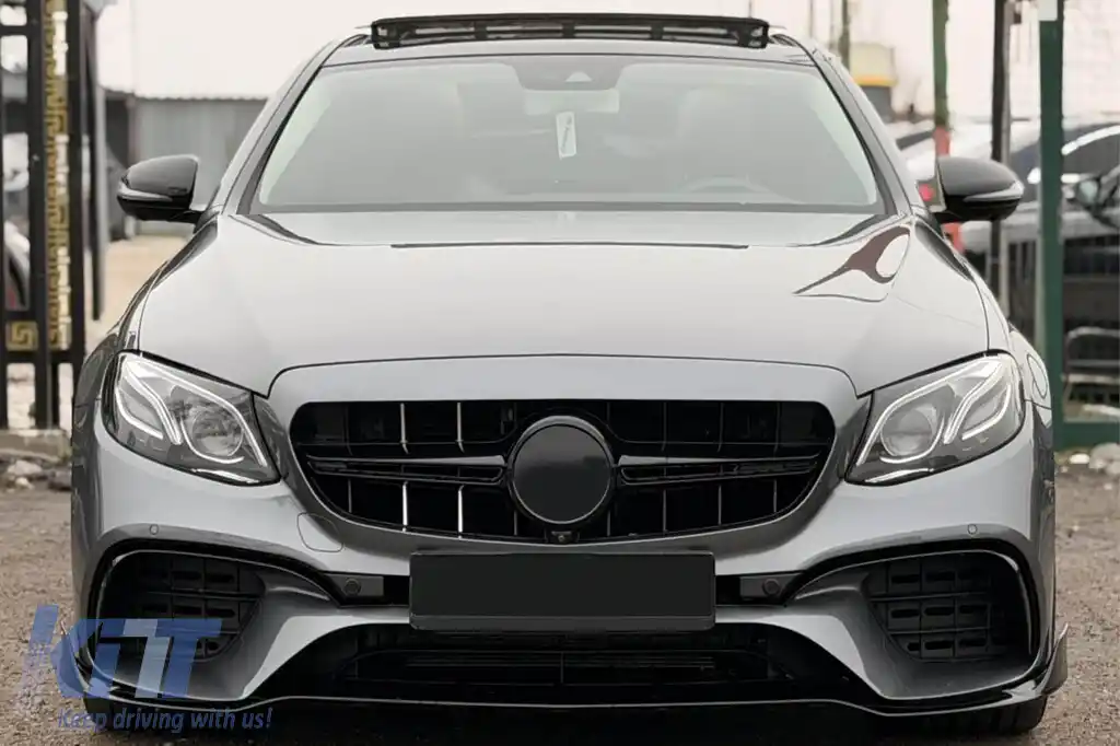 Spoiler B Design potrivit pentru bara de protecție frontală A Design potrivită pentru Mercedes E-Class W213, S213 2016-2020, negru lucios-image-6139608