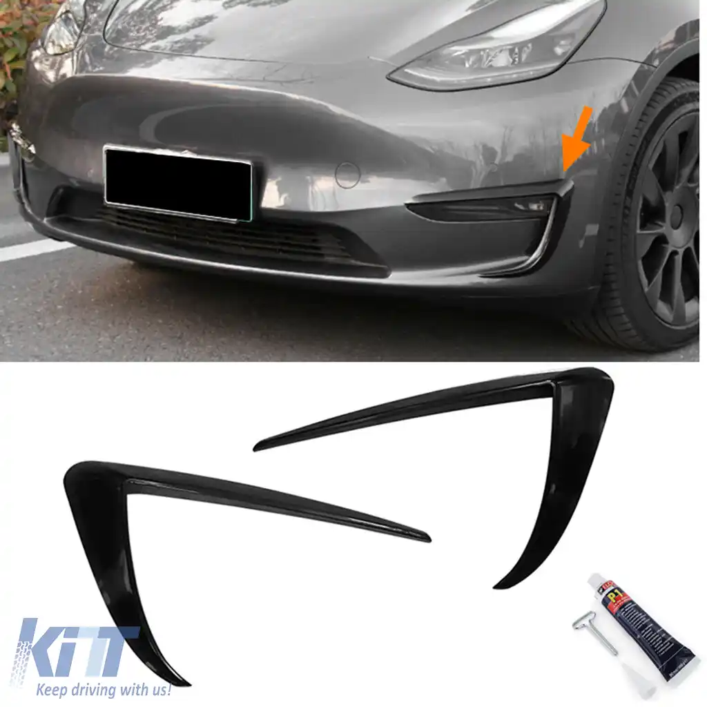 Spoiler care înconjoară farurile de ceață negru lucios potrivit pentru Tesla Model 3