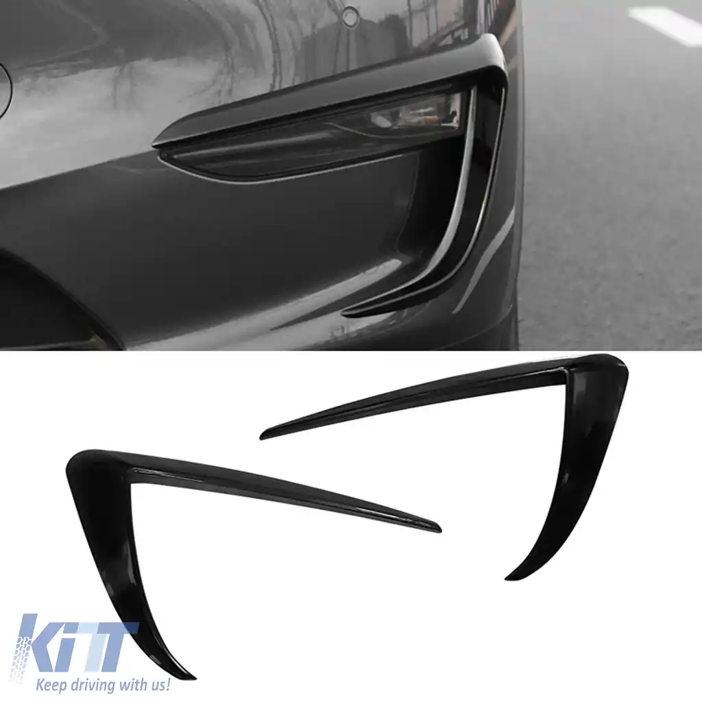 Spoiler care înconjoară farurile de ceață negru lucios potrivit pentru Tesla Model 3-image-6199819