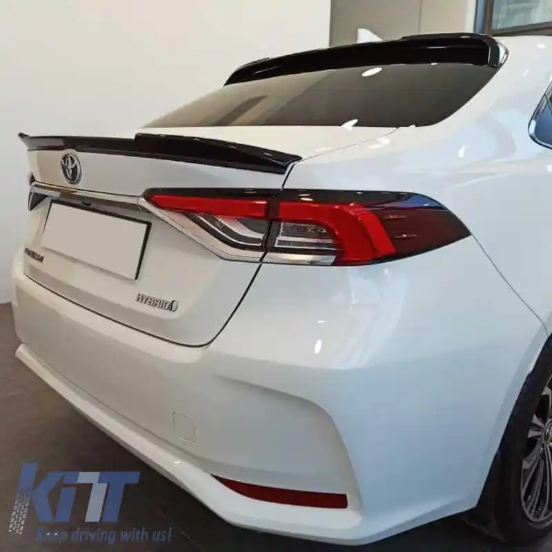 Spoiler de acoperiș potrivit pentru Toyota Corolla 2019+ E21 4D Sedan, lipspoiler negru lucios din plastic ABS-image-6314383