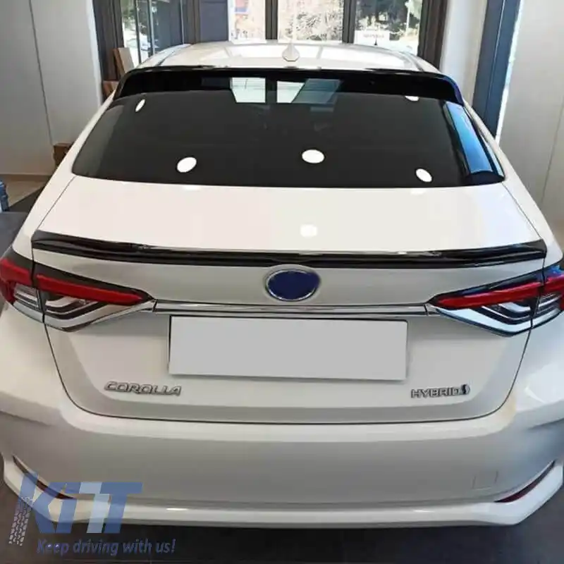 Spoiler de acoperiș potrivit pentru Toyota Corolla 2019+ E21 4D Sedan, lipspoiler negru lucios din plastic ABS-image-6315464