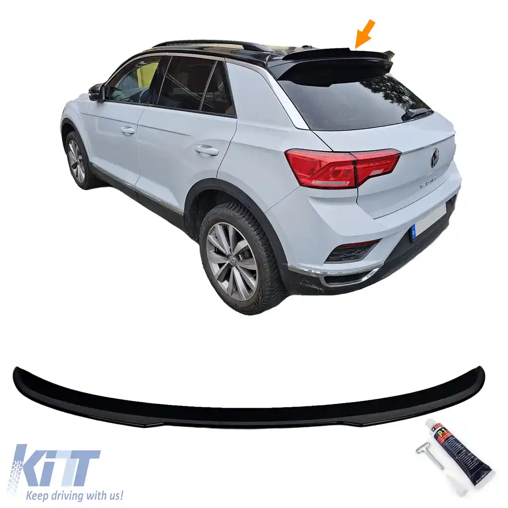 Spoiler de plafon spoiler spate sport negru lucios potrivit pentru VW T-Roc din 2017