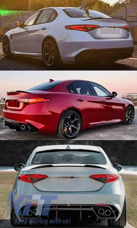 Spoiler de portbagaj potrivit pentru Alfa Romeo Giulia 2018+ Aspect Quadrifoglio V2 Negru Lucios din Plastic Abs-image-6317203
