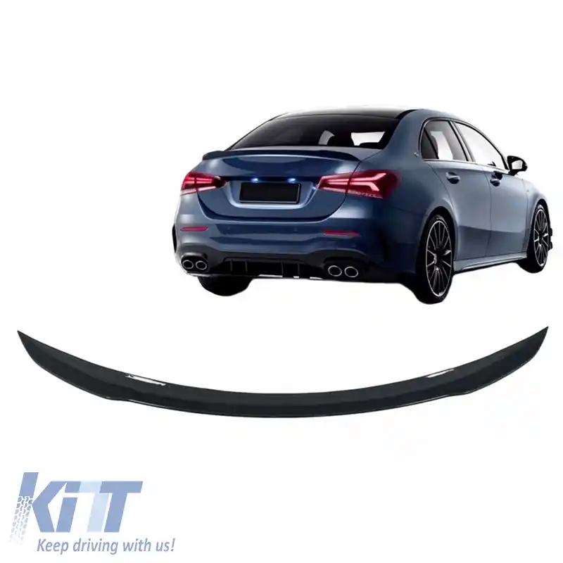 Spoiler de portbagaj potrivit pentru Mercedes-Benz A-Class V177 18+ 4D Sedan Negru Lucios din Plastic Abs-image-6304144