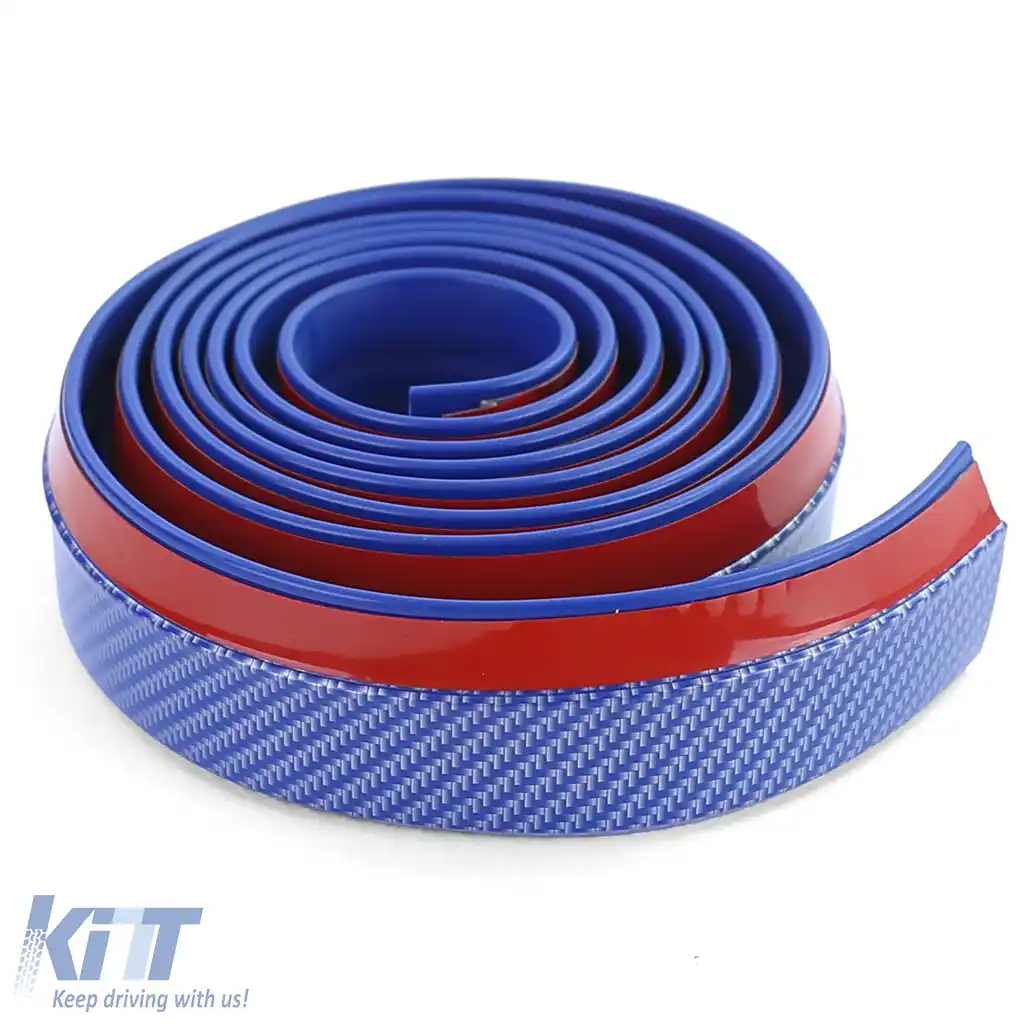 Spoiler frontal, fâlci laterale universale, flexibile, 2.5m x 5cm, aspect carbon, albastru-image-6207297