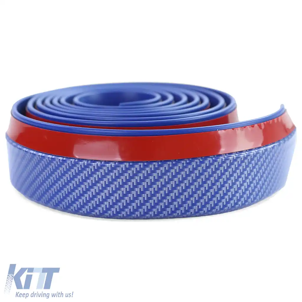 Spoiler frontal, fâlci laterale universale, flexibile, 2.5m x 5cm, aspect carbon, albastru-image-6207301