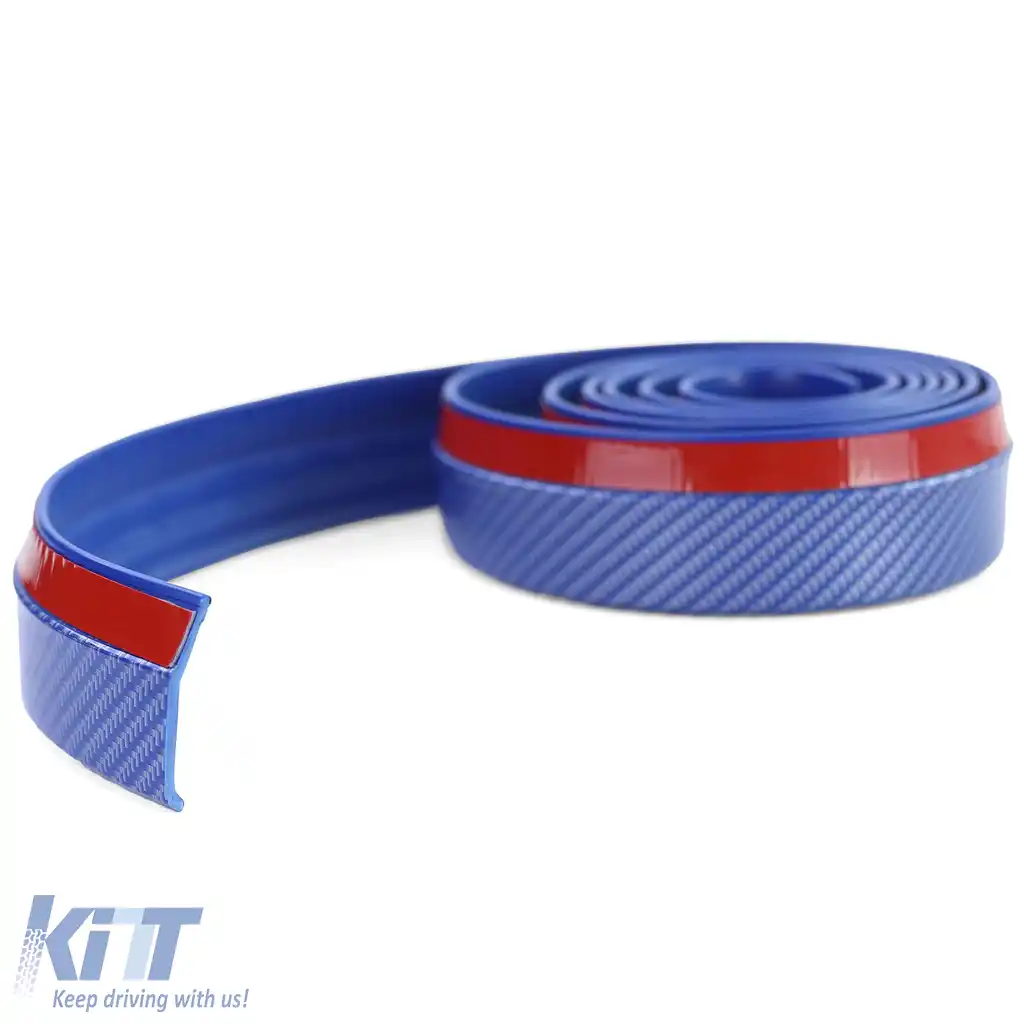 Spoiler frontal, fâlci laterale universale, flexibile, 2.5m x 5cm, aspect carbon, albastru-image-6207304